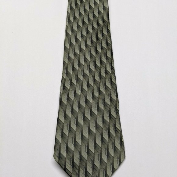 Arrow Geometric Army Green Silk Necktie - Picture 5 of 5